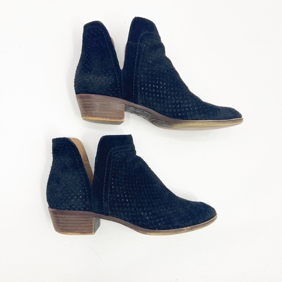 LUCKY Braylie Perforated Black Suede Booties 9 - Picture 3 of 8